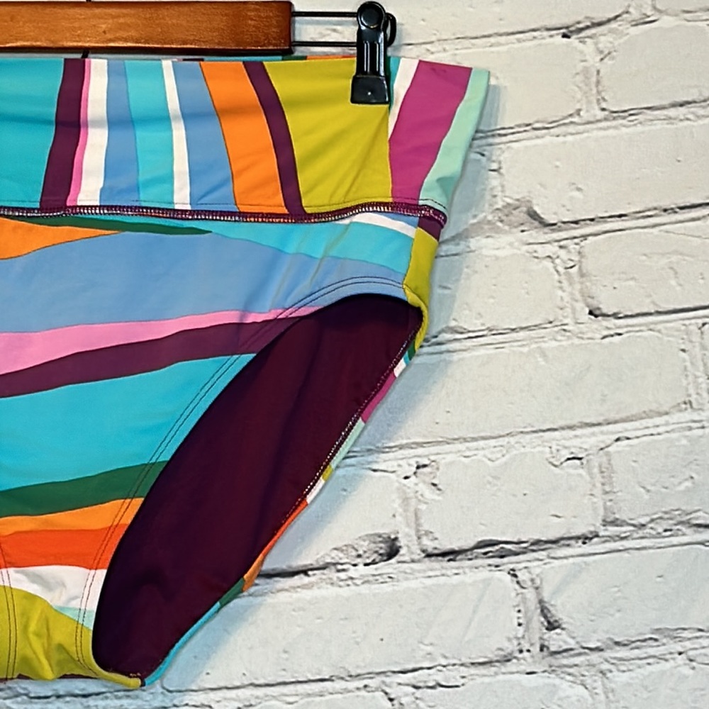 Bleu Rod Beattie Blue Orange Green Purple High Waisted Bikini Bottoms Size 8 - Picture 5 of 10